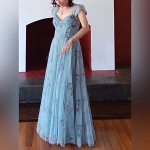 Chic Floral Maxi Dress in Teal